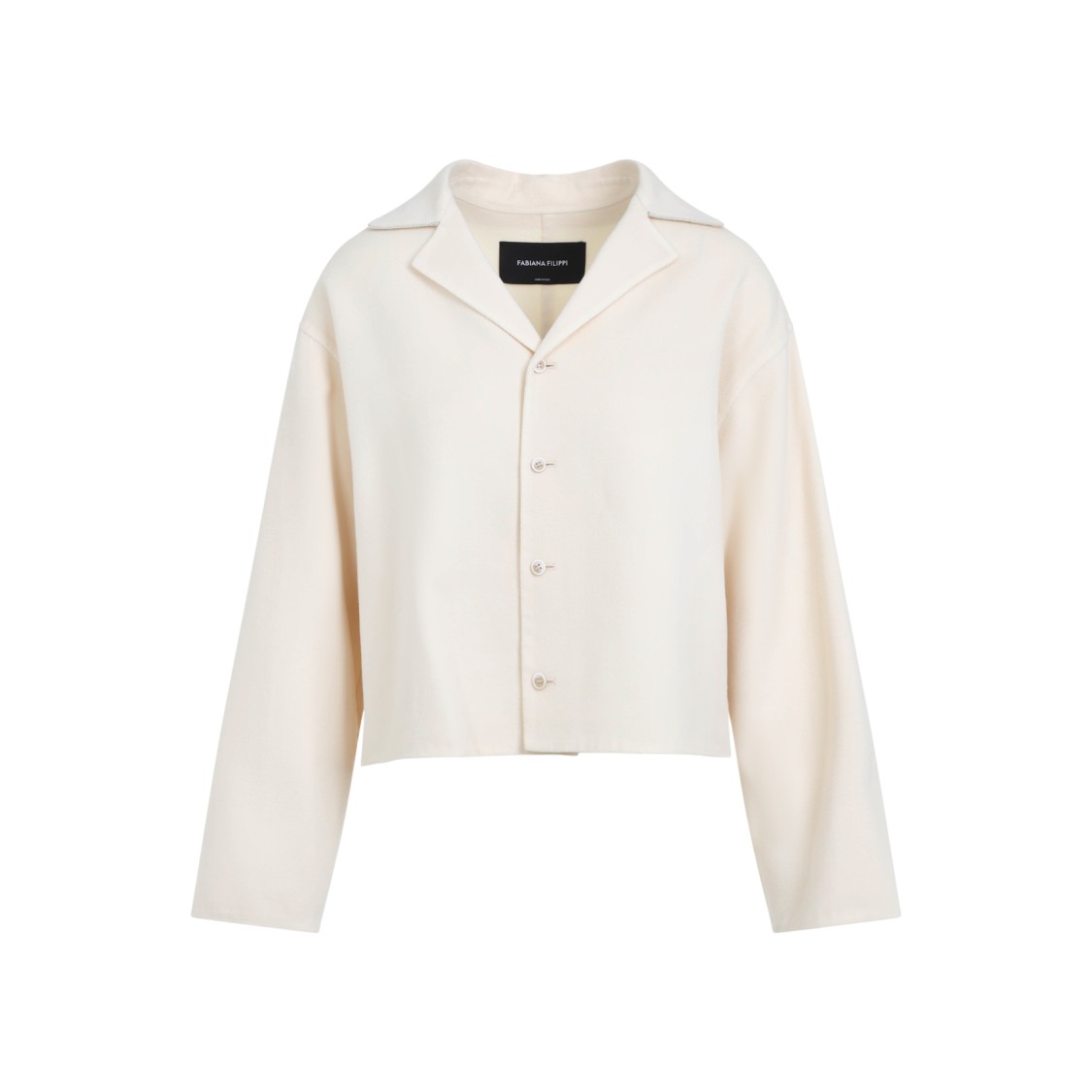 Shop Fabiana Filippi Cropped Light Beige Virgin Wool Jacket In Neutrals