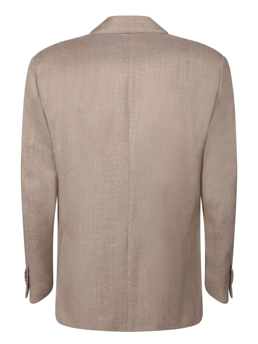 Lardini Beige Wool Twill Blazer With Notched Lapel In Neutrals