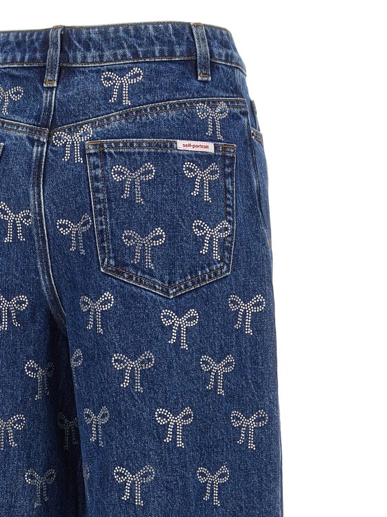 Self-Portrait 'Rhinestone Bow' Jeans in Blue | THE LIST