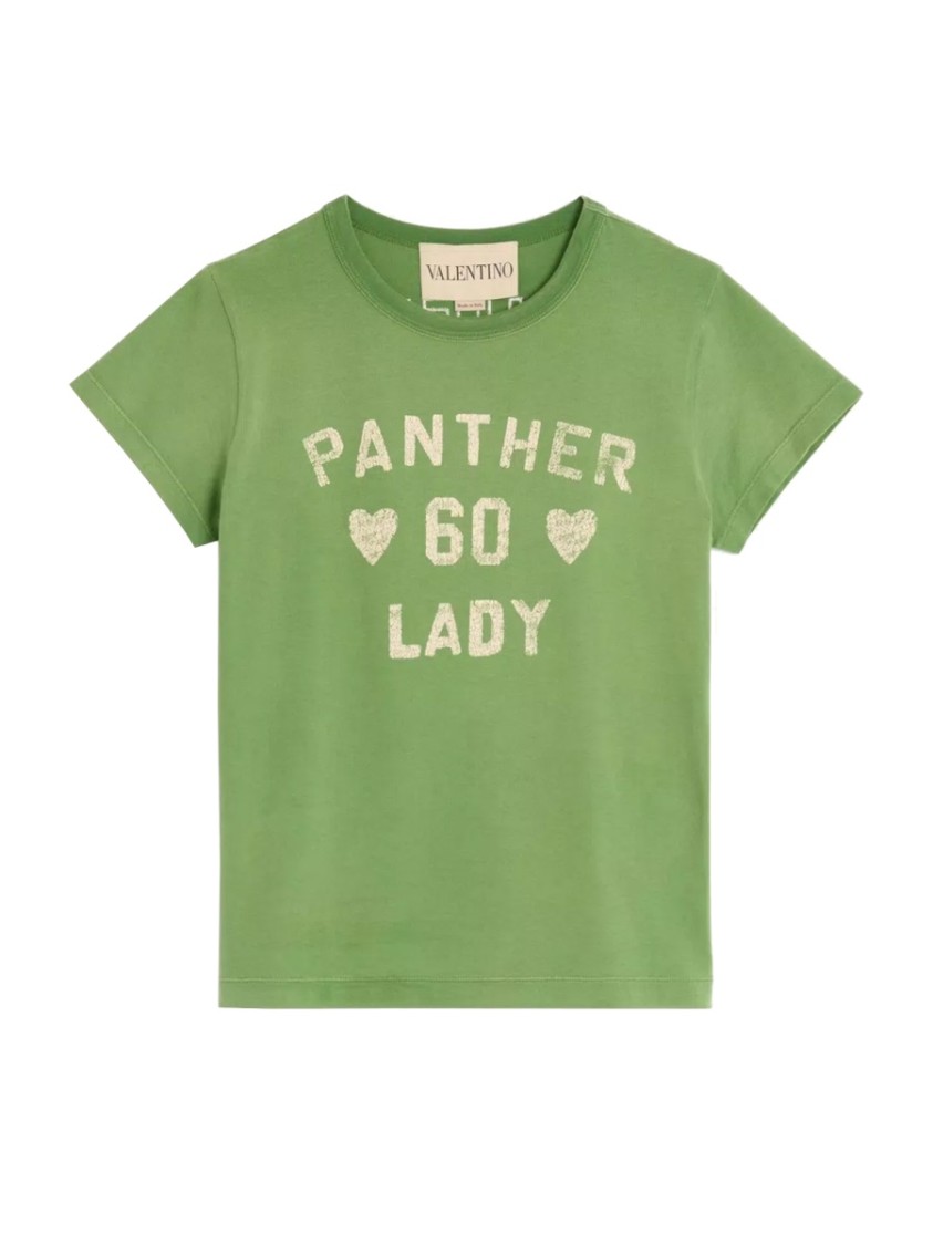 Valentino Playful Printed Cotton T-shirt With Bold Lettering In Green