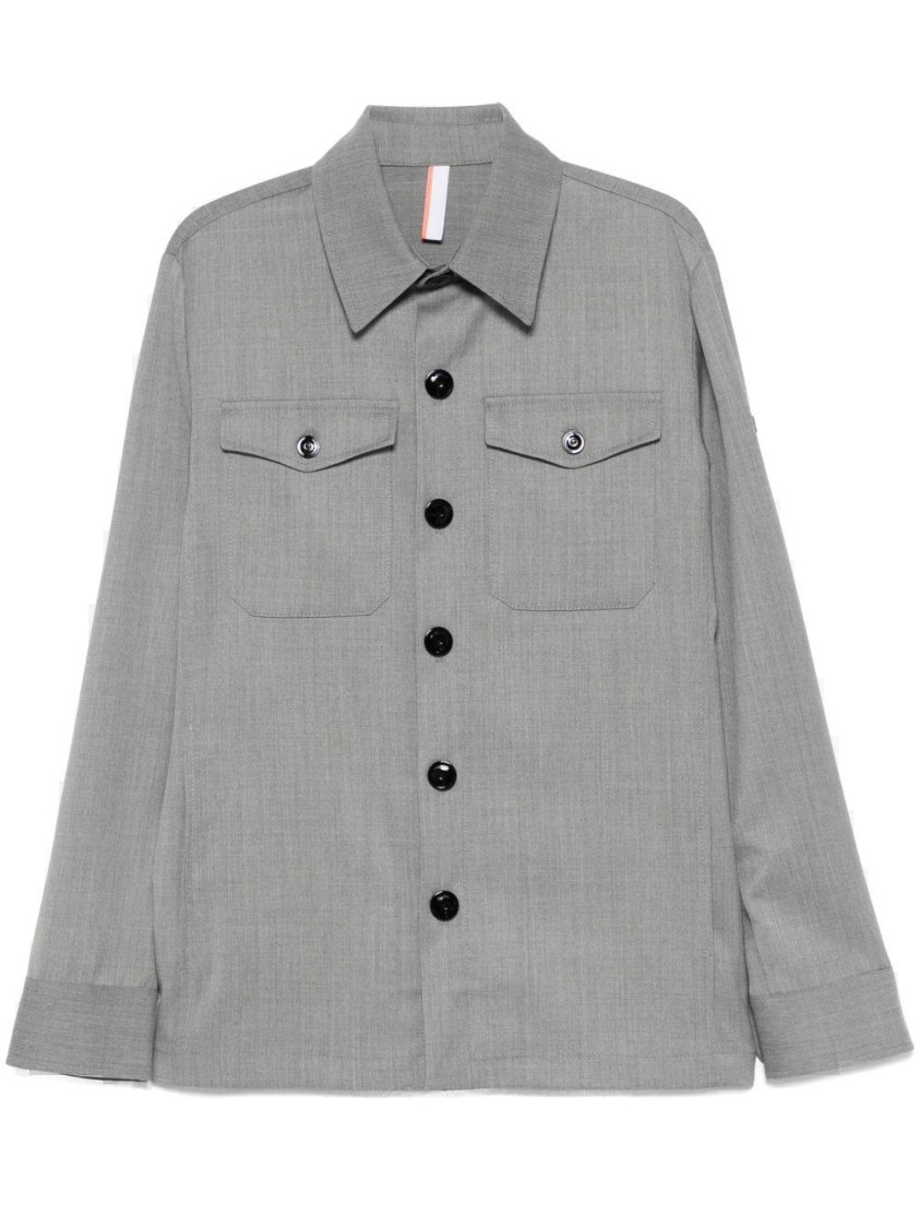 P.m.d.s Pmds Medium Grey Button-up Shirt Jacket With Flap Pockets In Gray