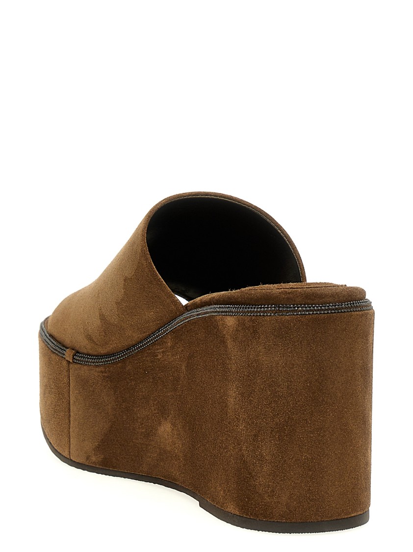 Brunello Cucinelli Brown Monile Wedges