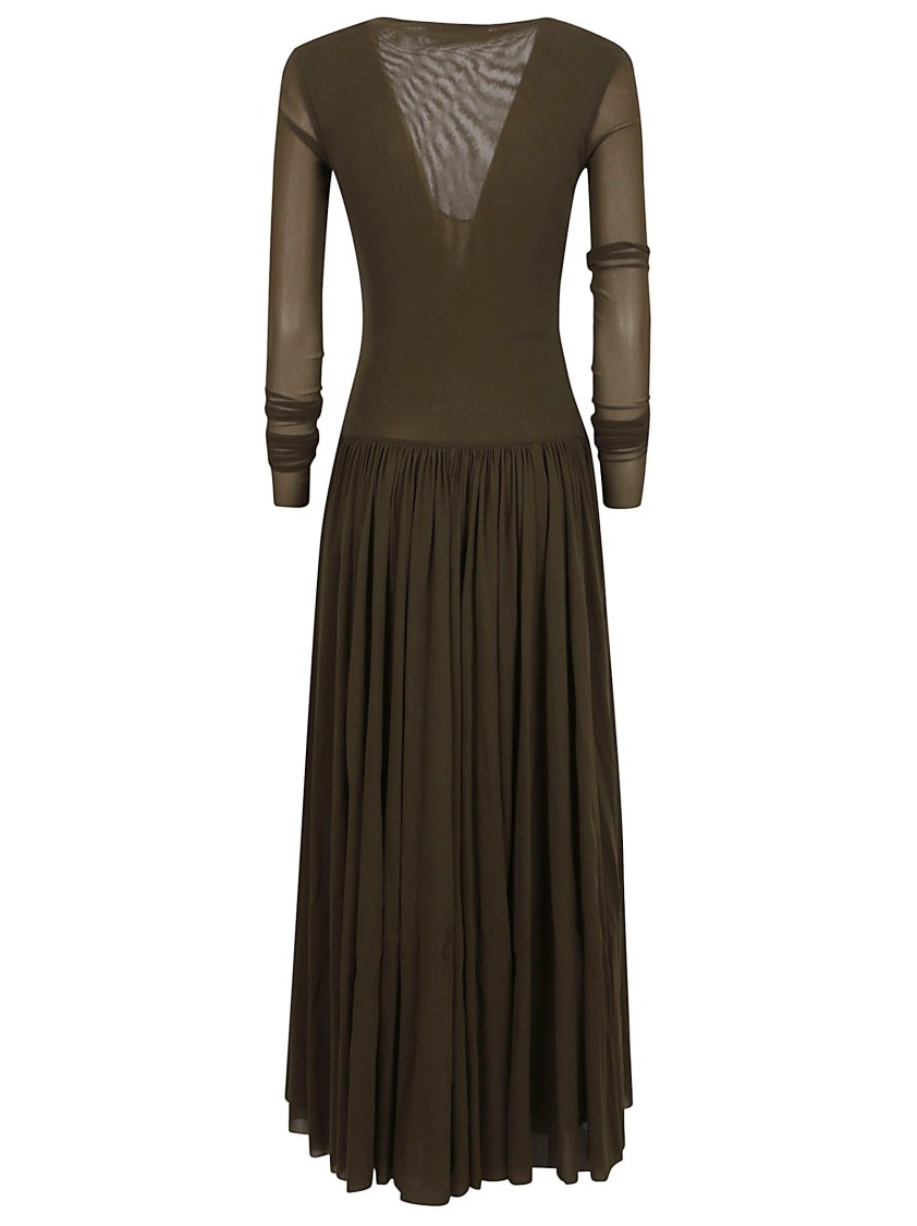 Philosophy Di Lorenzo Serafini Maxi Dress With Deep V-neckline And Gathered Skirt