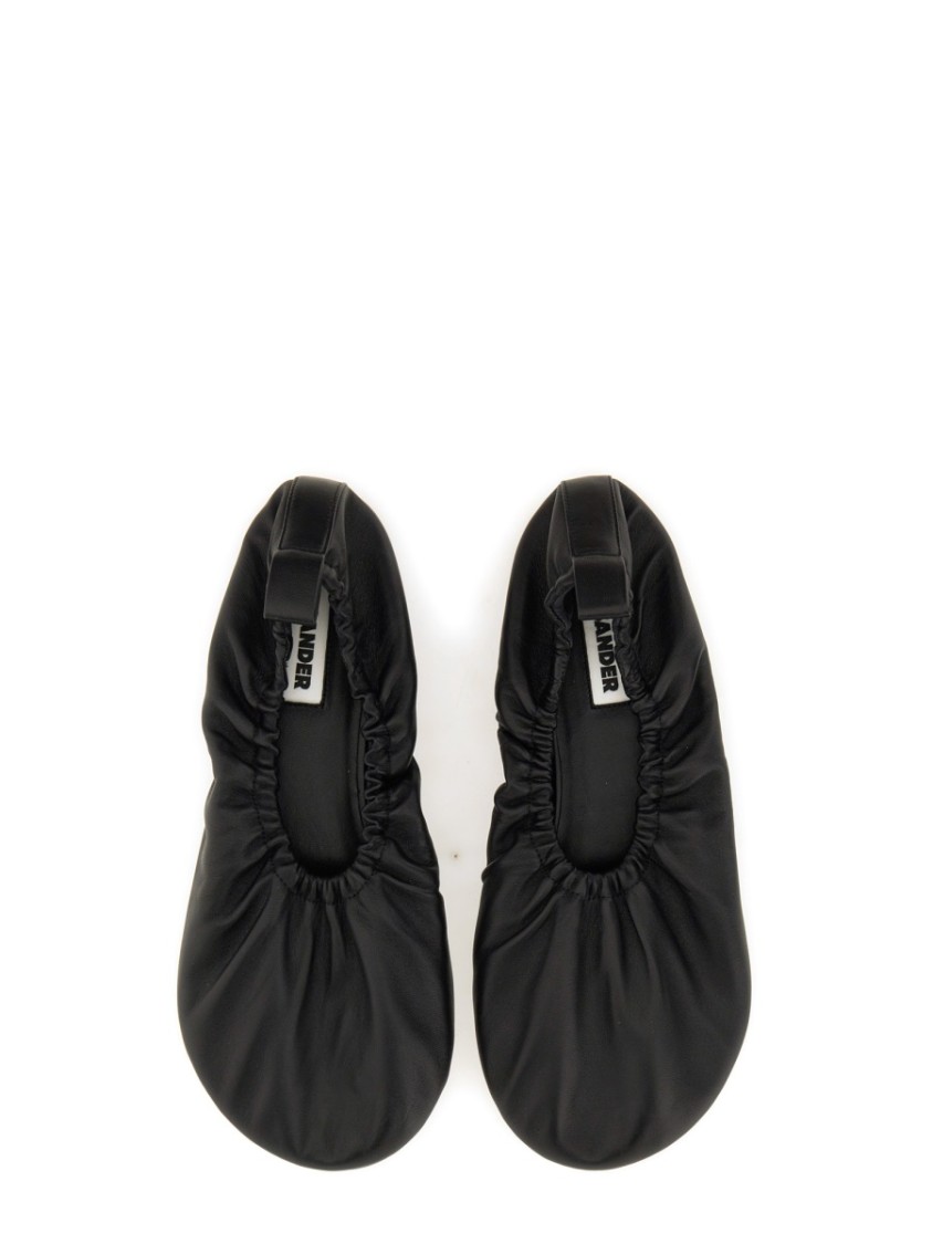 Jil Sander Nappa Ballerina Flats With Subtle Heel In Black