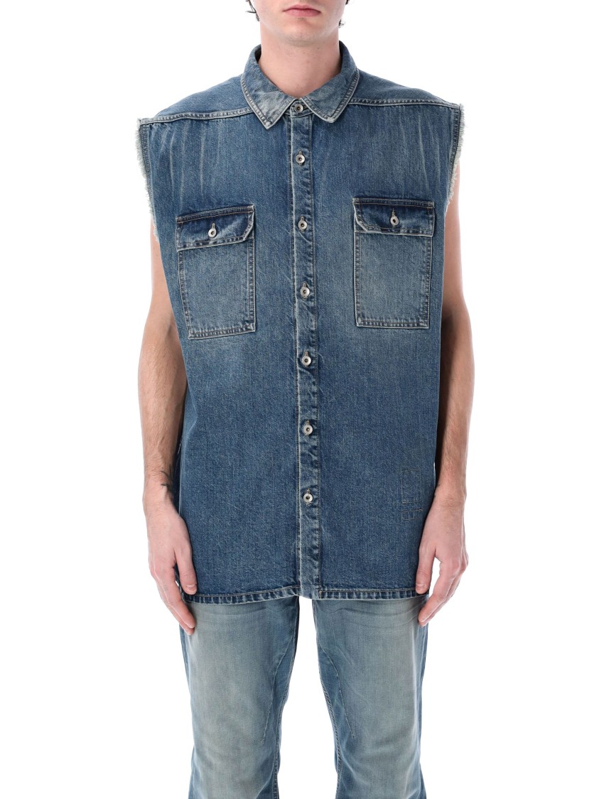 Shop Rick Owens Drkshdw Drkshdw By Rick Owens Boxy-fit Sleeveless Denim Outer Shirt In Blue