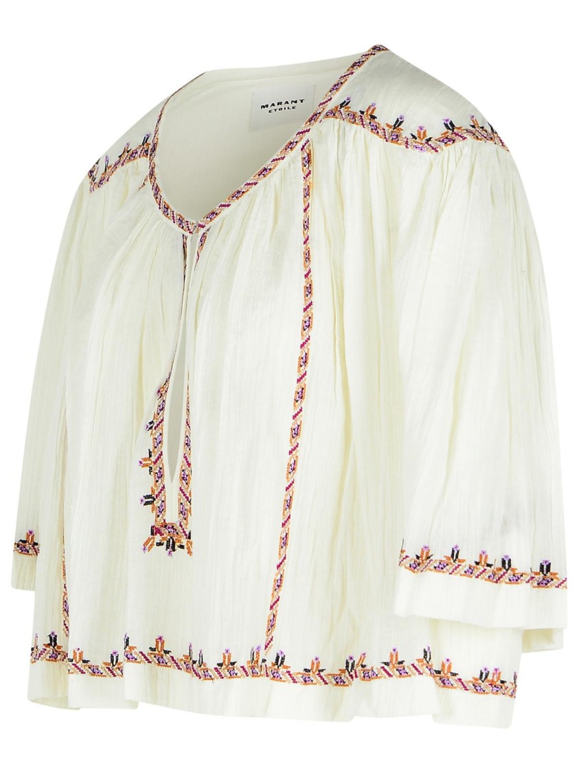 Shop Isabel Marant Étoile Felicity' Beige Cotton Blouse In White