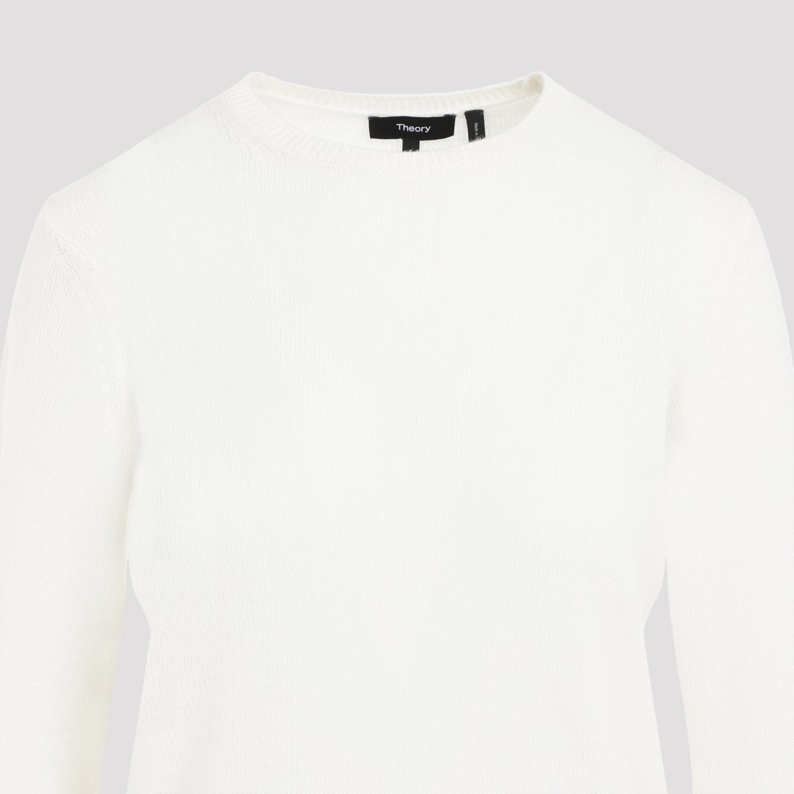 Theory Crewneck Knitted Sweater In Feather Cashmere In White