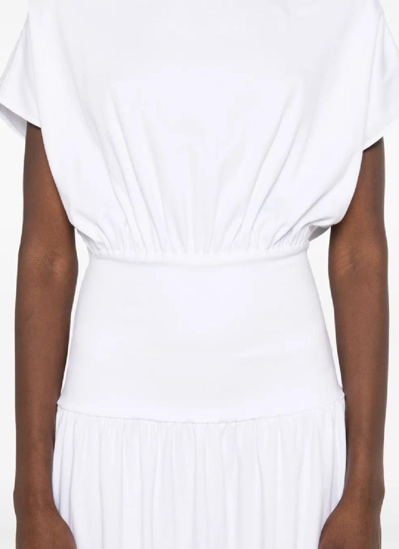 Fabiana Filippi Relaxed Silhouette Midi Dress With Cinched Waist In White