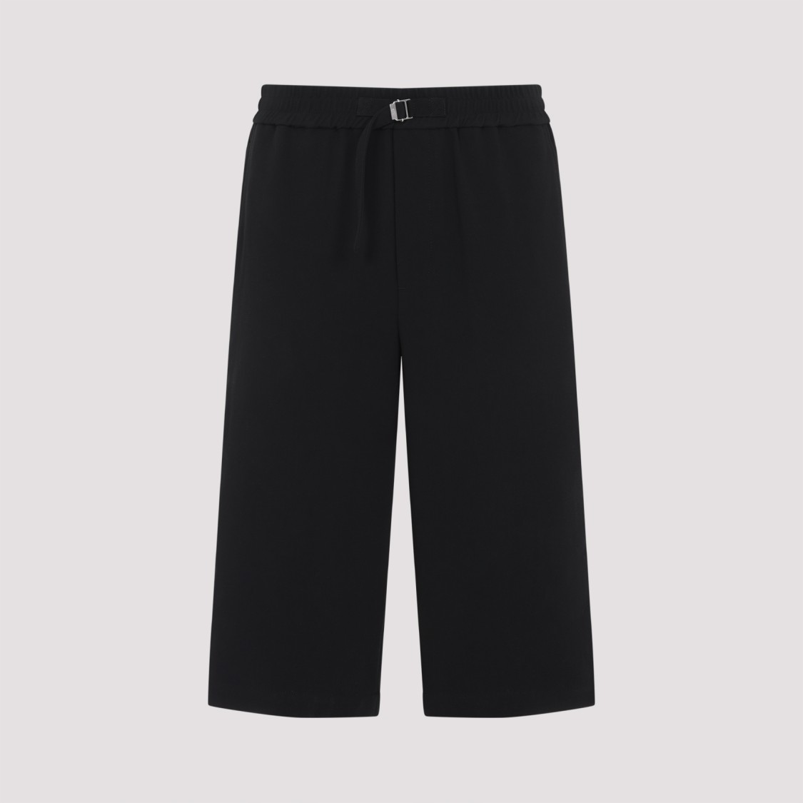 Shop Ami Alexandre Mattiussi Ami Loose Elasticated Large Black Cotton Bermuda