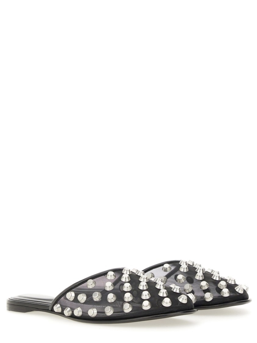 Alexander Wang Rhodes Stud-embellished Mesh Ballet Flats In Black