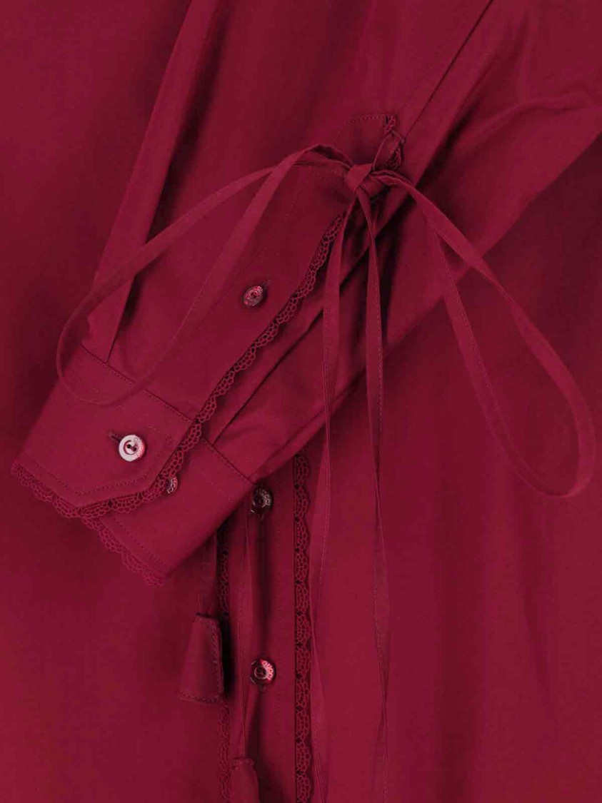 Gucci Cotton Popeline Shirt With Ties And Laces Profiles In Red
