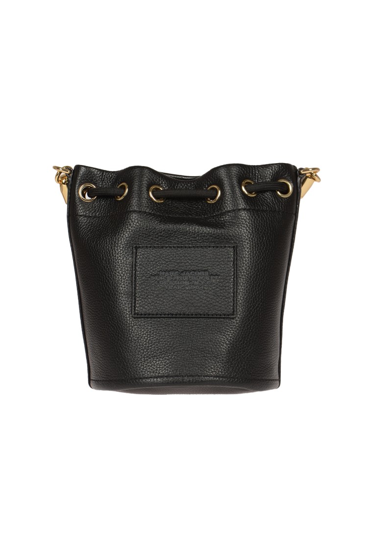 Marc Jacobs Textured Leather Bucket Bag With Drawstring Closure In Black