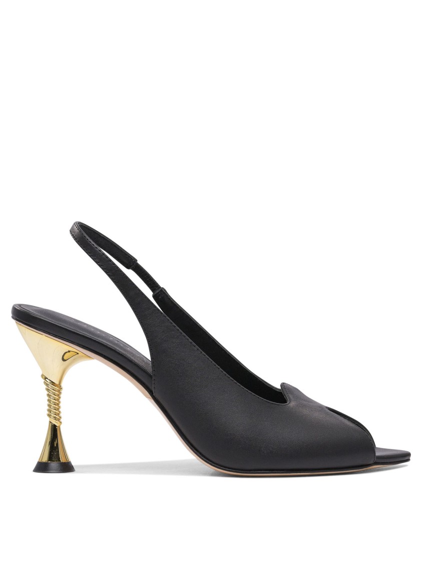Studio Amelia Open-toe Slingback Heeled Shoes In Black