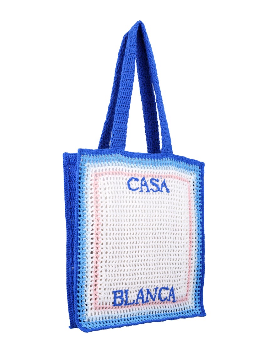 Casablanca Blue Gradient Crochet Tote Bag In White
