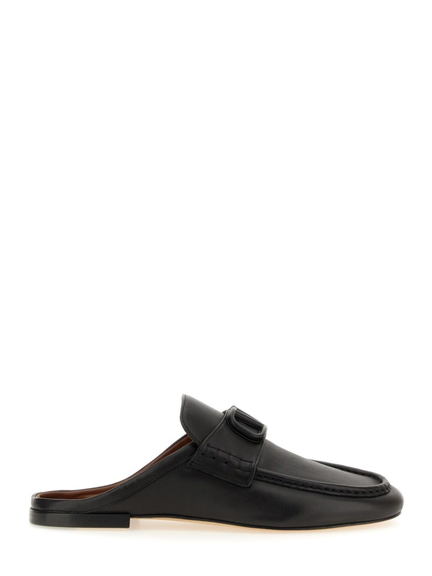 Valentino Vlogo Leather Slippers