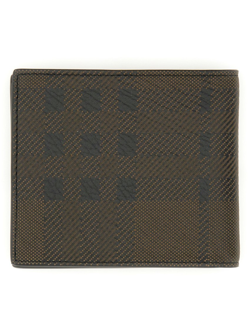 Shop Burberry Brown Calf Grain Leather Wallet In Grey