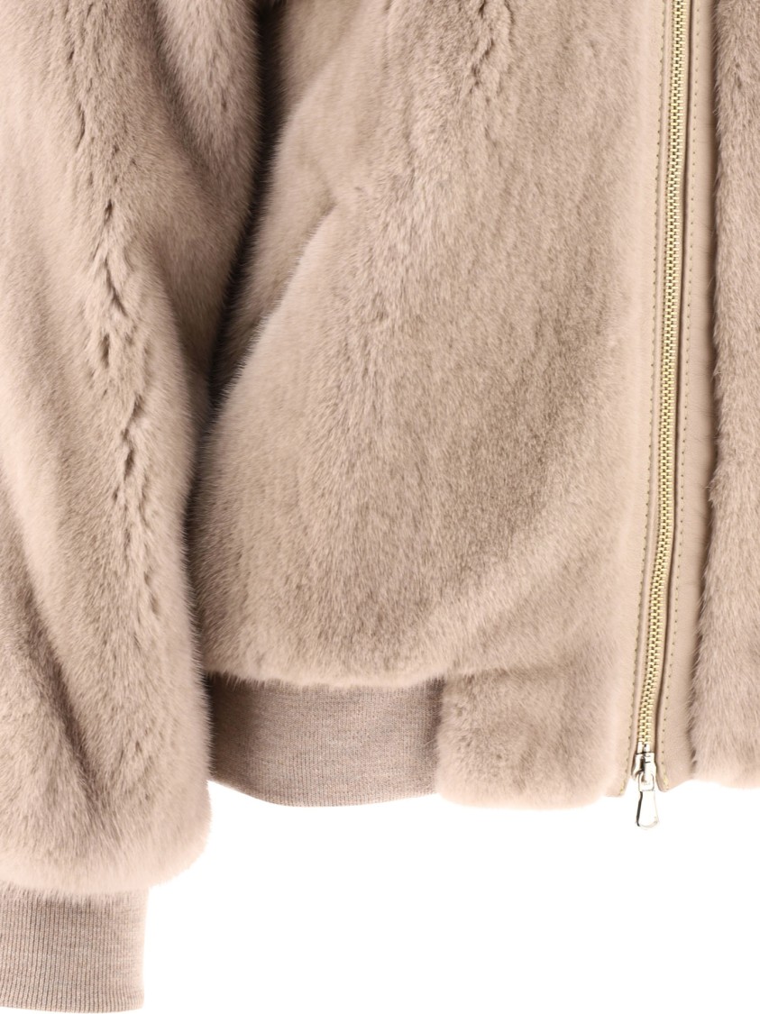 Giovi Deluxe Mink Fur Bomber Jacket In Neutral