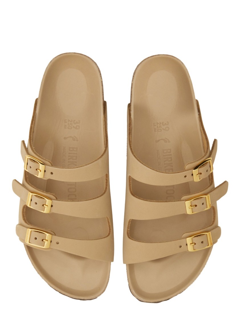 Birkenstock Beige Leather Florida Slippers