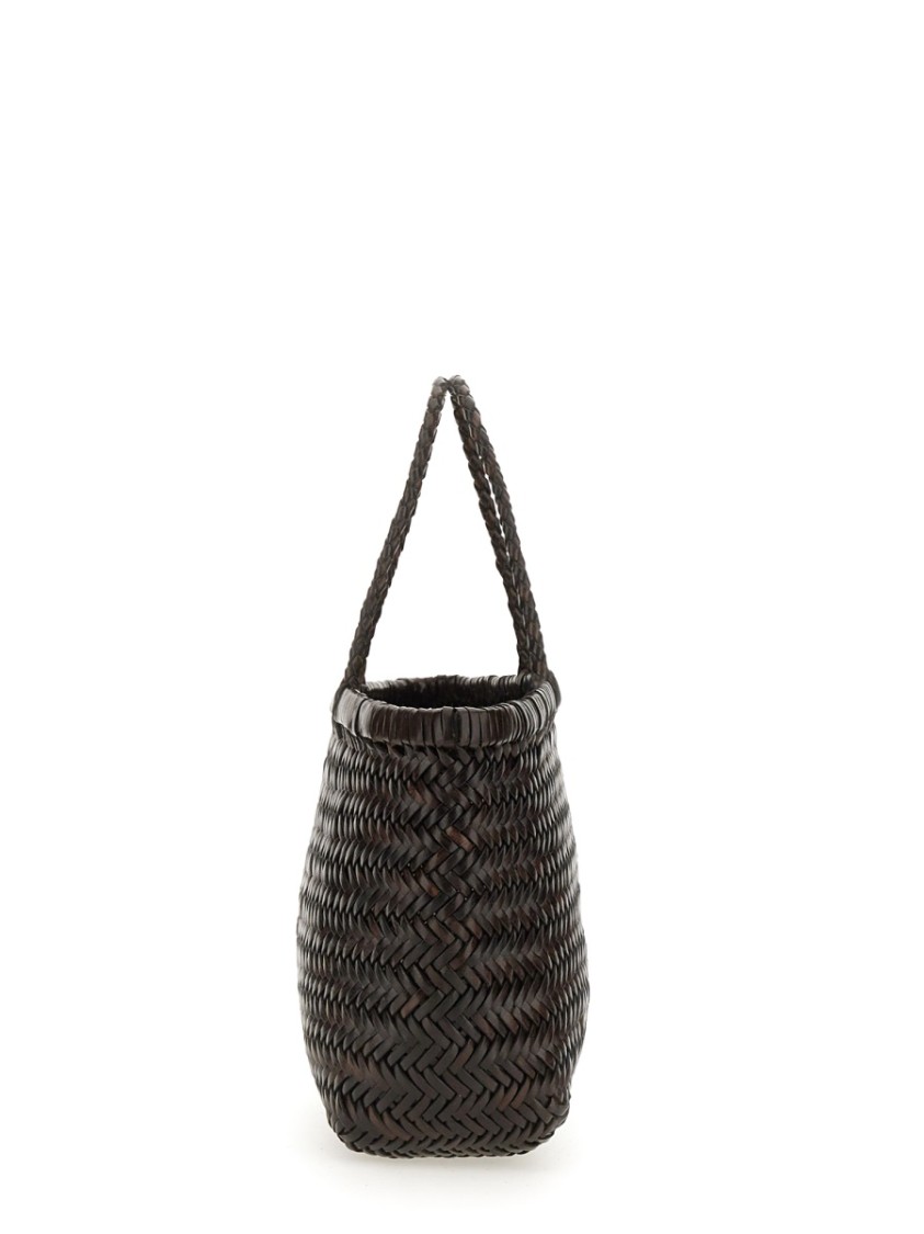 Dragon Diffusion Woven Buff Leather Shoulder Bag In Black