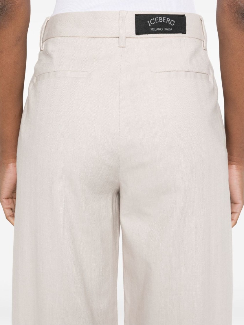 Iceberg Light Beige Tailored Linen Trousers In Neutrals