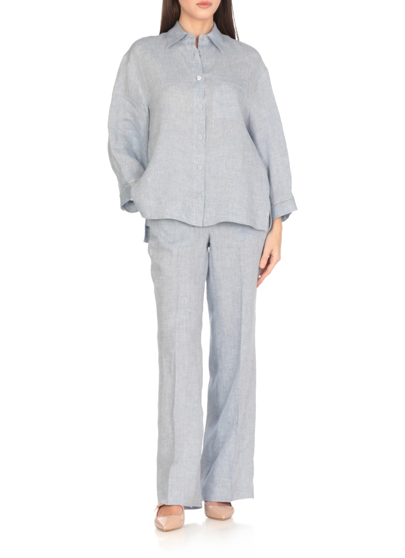 Shop Peserico Light Blue Linen Shirt