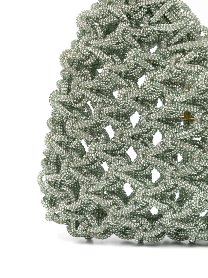 Shop Hibourama Woven Green  Handbag With Spacious Interior