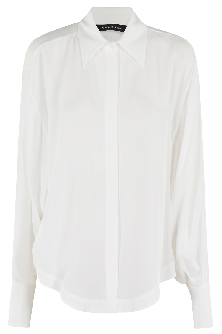 Shop Federica Tosi Over Crepe De Chine Shirt In White