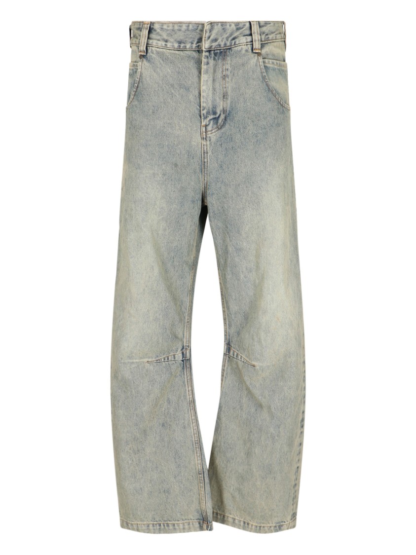 Entire Studios Wide-leg Distressed Denim Jeans With Five-pocket Design