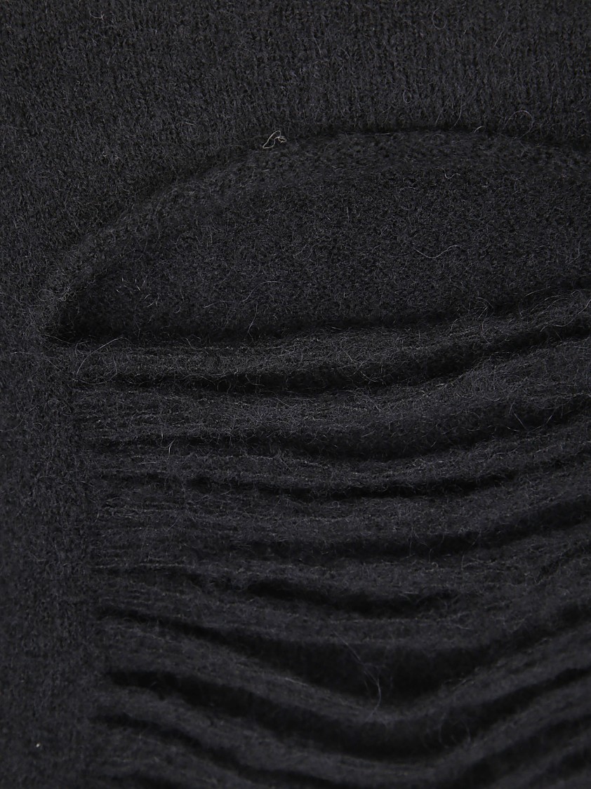 Rick Owens Ribbed-panel Long-sleeve Sweater In Black