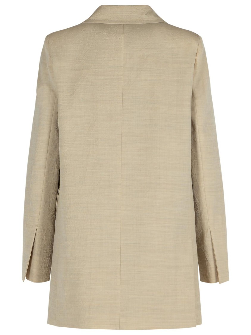 Max Mara Longline Textured Wool Jacket With Rear Vents In Neutrals