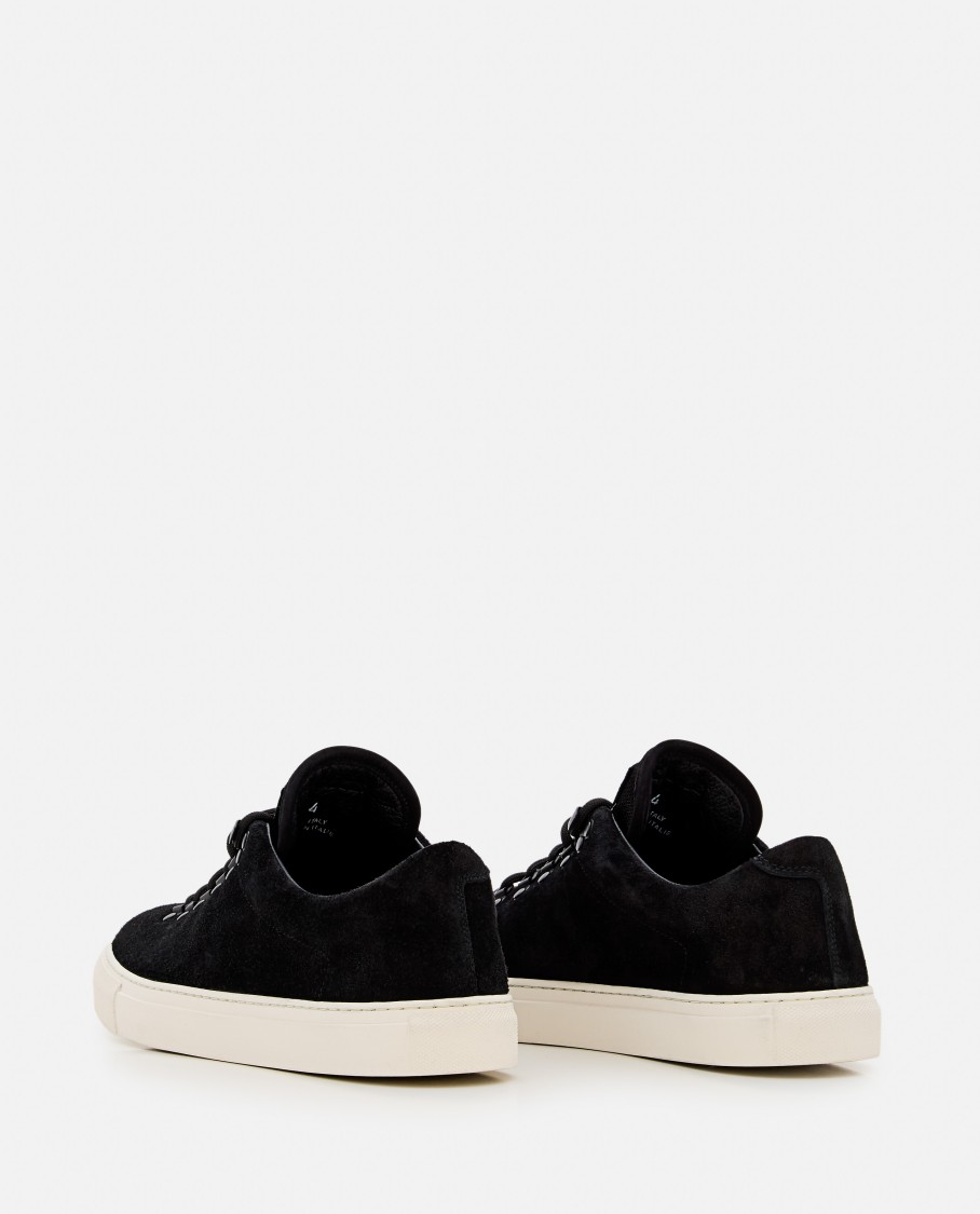 Stone Island Black Low Top Sneakers With Logo Patch On The Tongue In Suede Man In Black