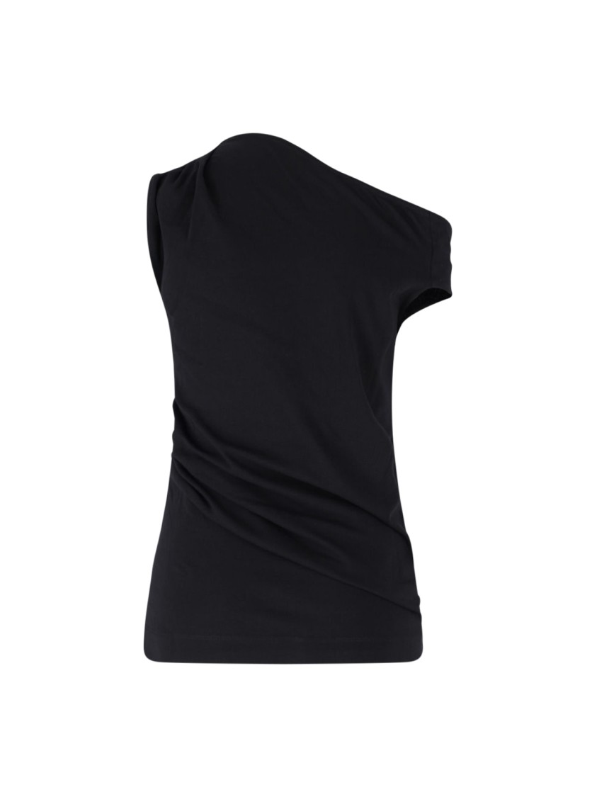 Shop Dries Van Noten Draped Asymmetric Top – Black