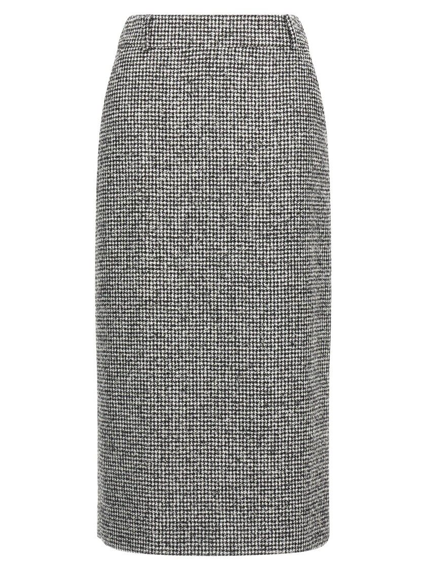 Ermanno Scervino Houndstooth Sheath Longuette Skirt With Back Split In Gray