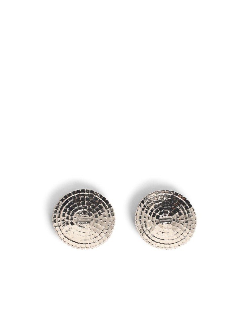 Shop Self-portrait 'round Crys' Silver-plated Brass Earrings