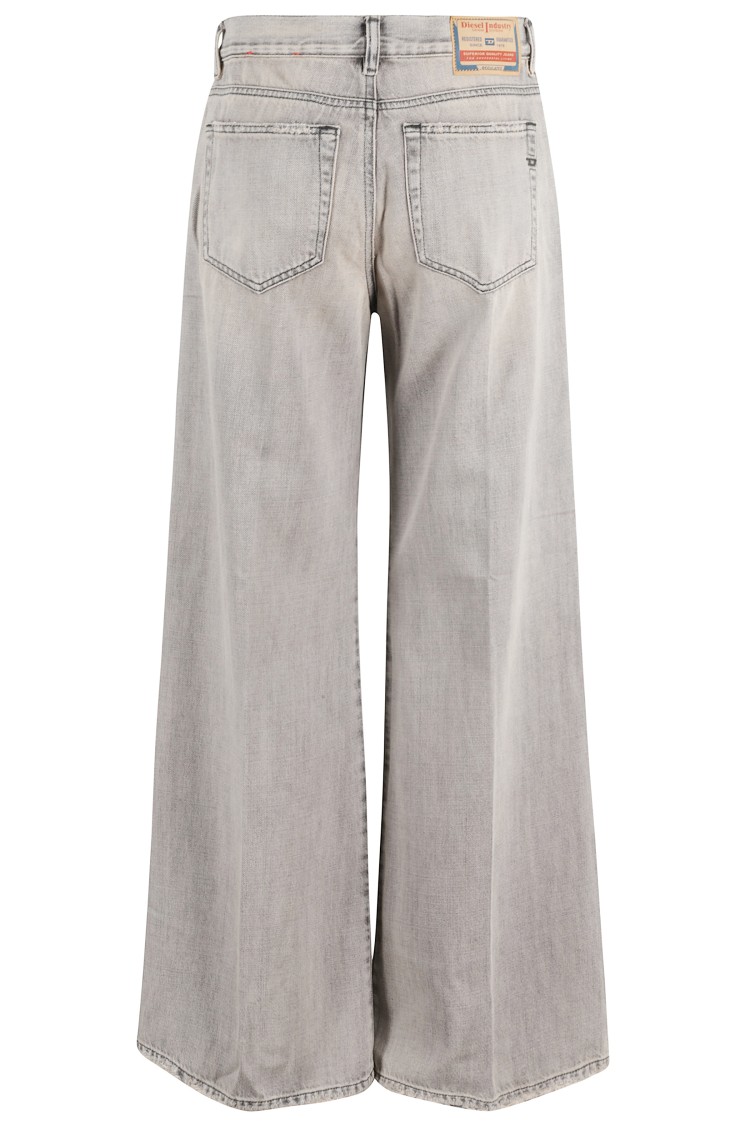 Diesel Wide-leg High-waist Denim Jeans With Five Pockets In Gray
