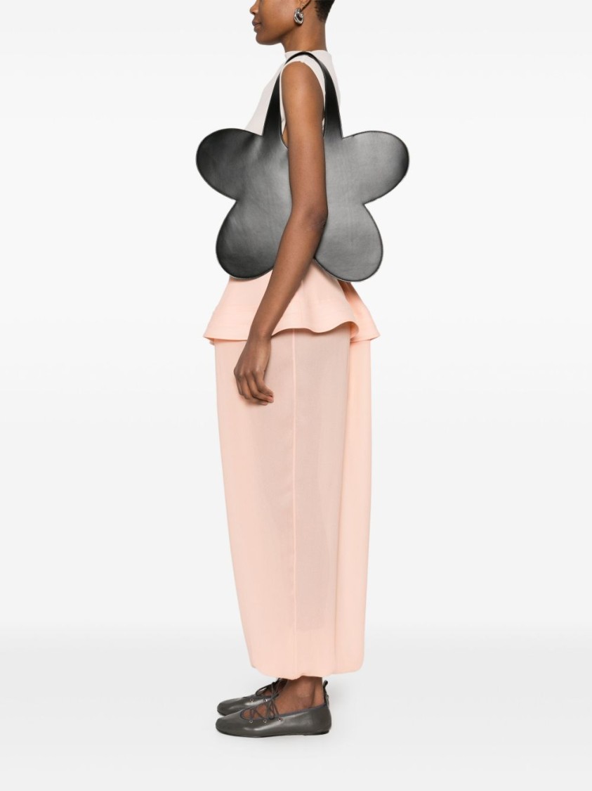 Shop Coperni Flower-shaped Black Calf Leather Tote Bag