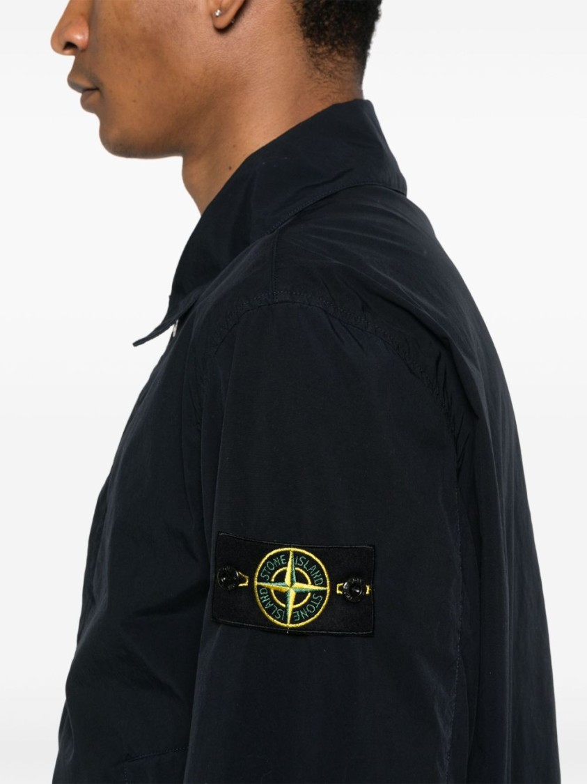 Stone Island Tailored Black Casual Jacket With Minimalist Design In Black