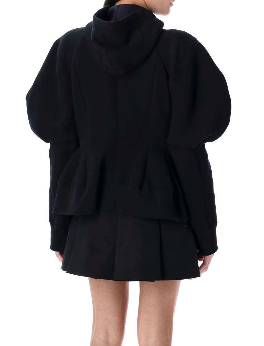 Shop Sacai Balloon Sleeves Hoodie In Black