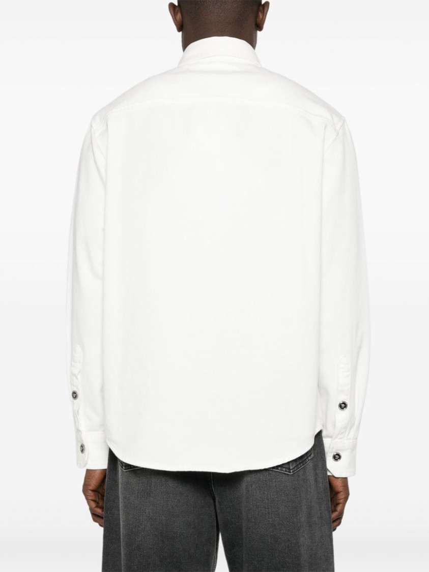 Shop Versace White Medusa Head Buttons Denim Shirt