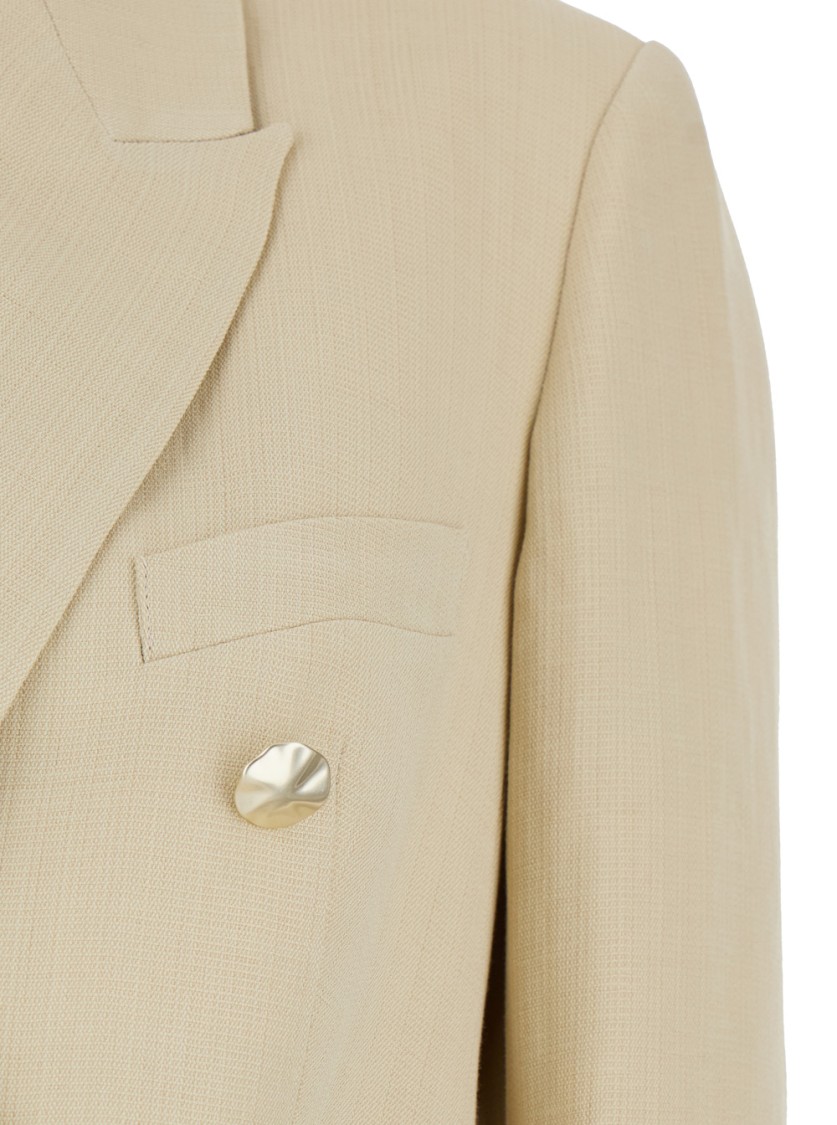 GRIFONI GRIFONI BEIGE DOUBLE-BREASTED SUIT WITH NOTCHED REVERS