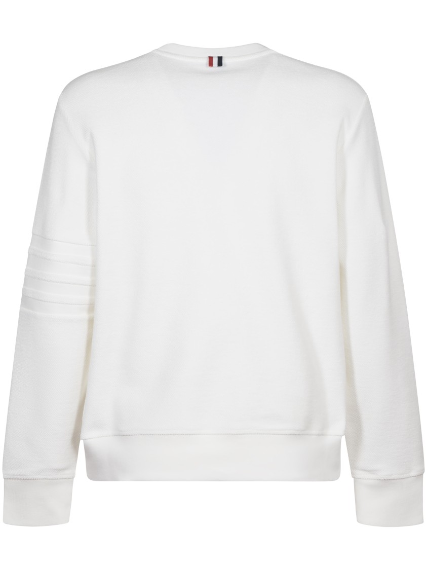 Thom Browne Crew-neck White Sweatshirt With Raised Seams In White