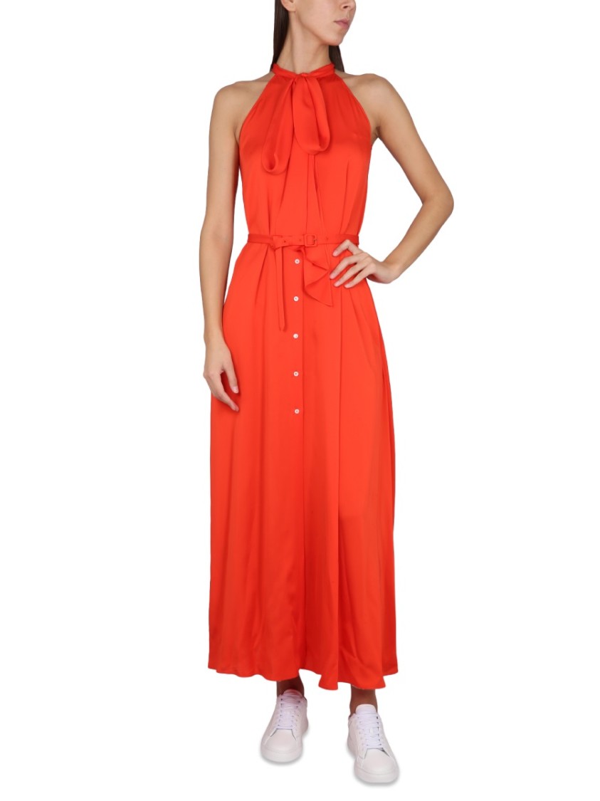 Aspesi Waist Belted Halter Neck Maxi Dress