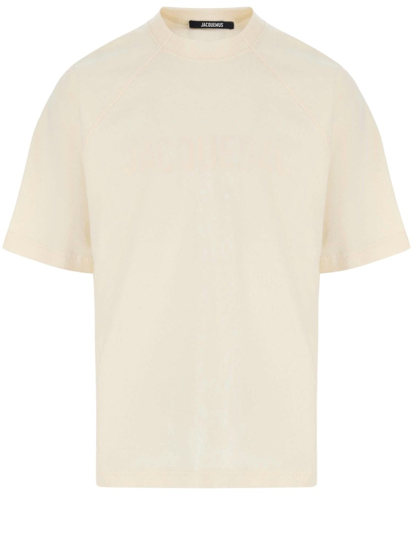 Shop Jacquemus Stretch Cotton T-shirt With Logo In White