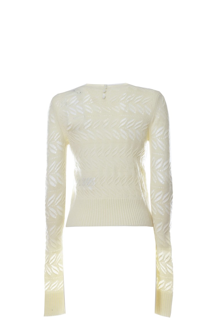 Sportmax Geometric Openwork Cashmere-wool Pullover In White