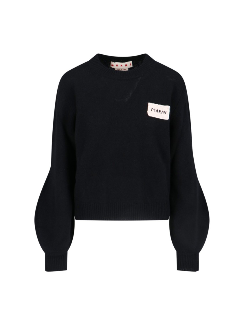 Marni Womens 00n99 Branded-patch Knitted Cashmere Jumper