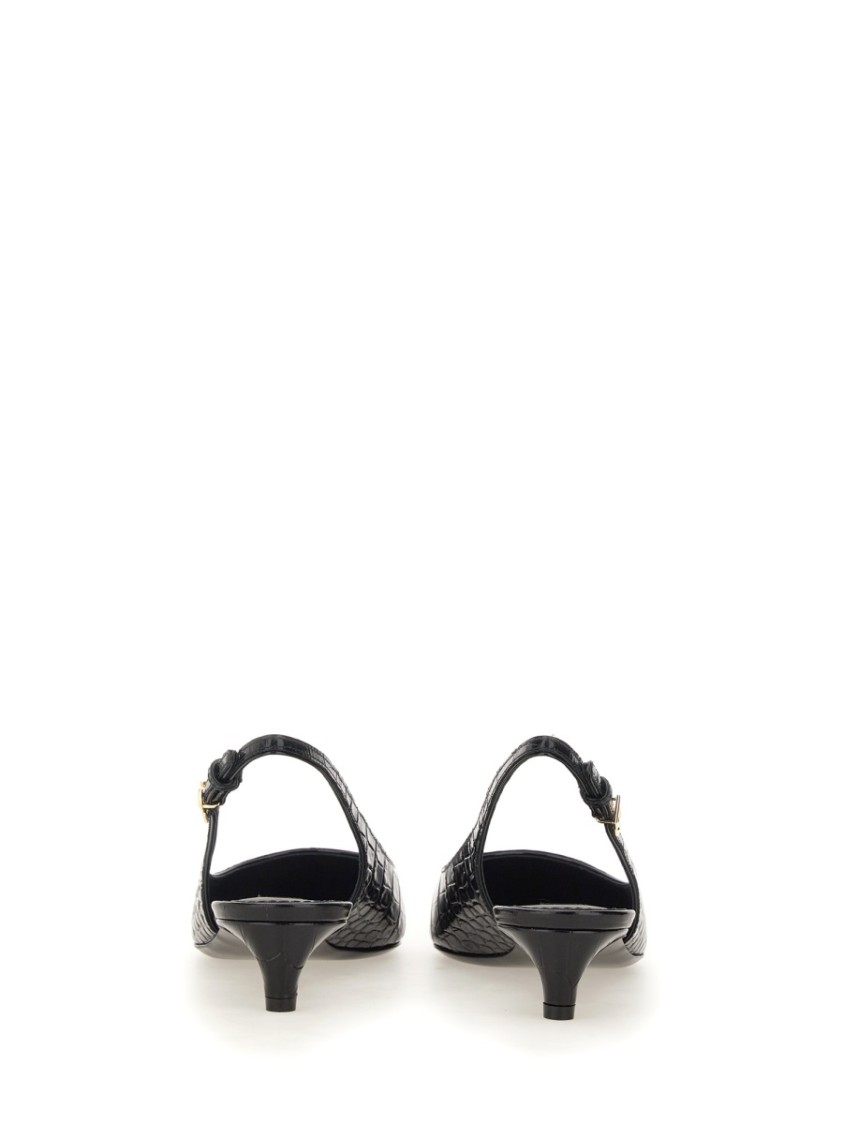 Dolce & Gabbana Mun 30 Croc-embossed Leather Slingback Pumps In Black