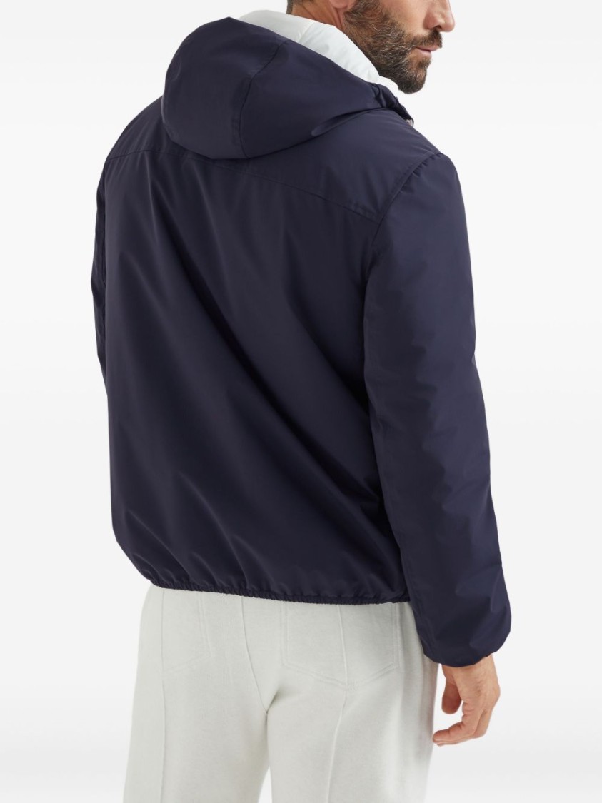 Brunello Cucinelli Waterproof Hooded Jacket In Blue