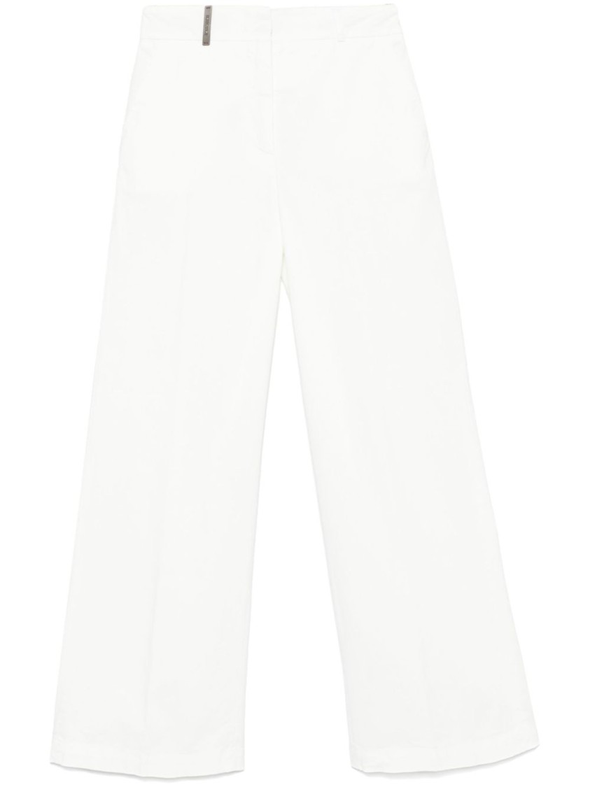 Peserico Wide-leg White Trousers With Hidden Closure In White