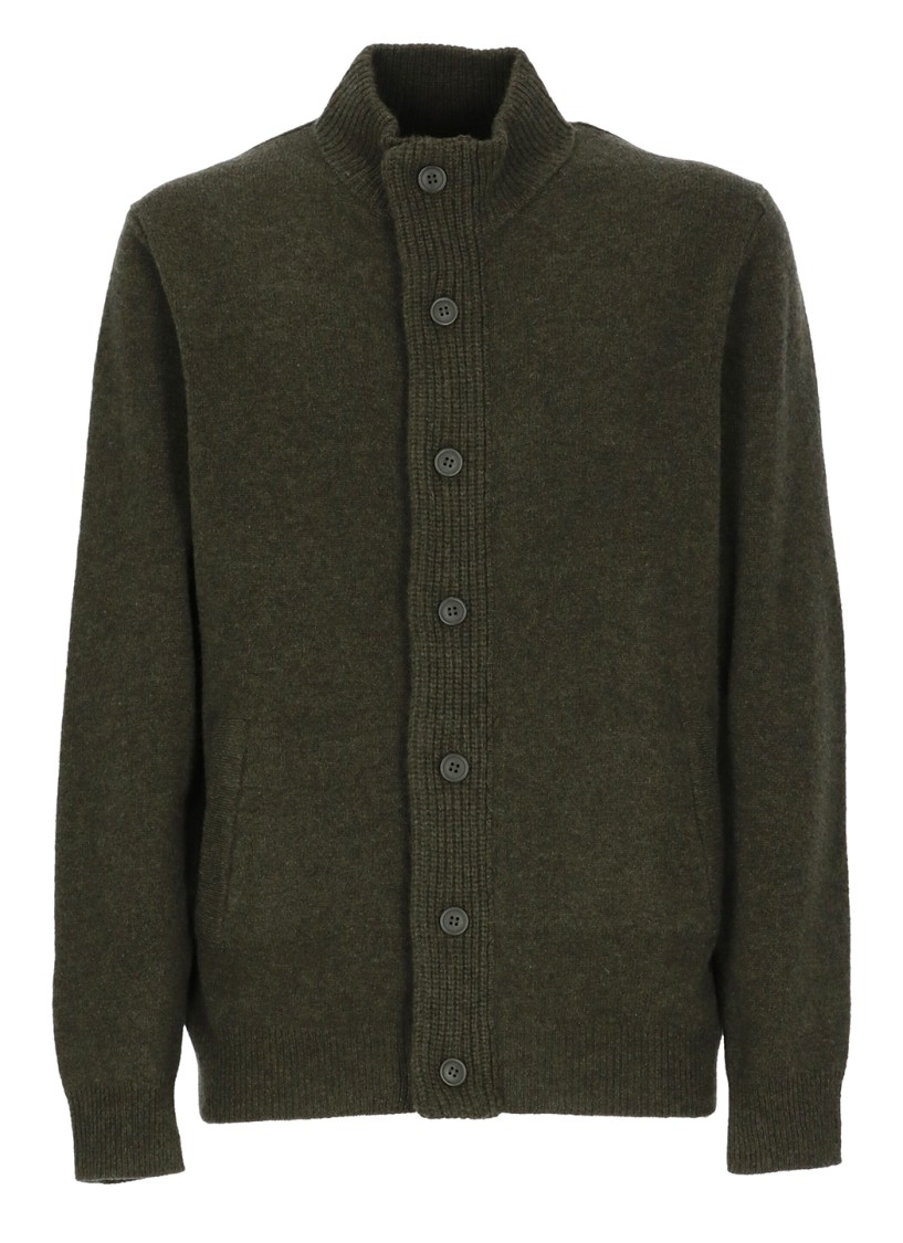 Barbour Sweater High Neck Elbow Patches In Green