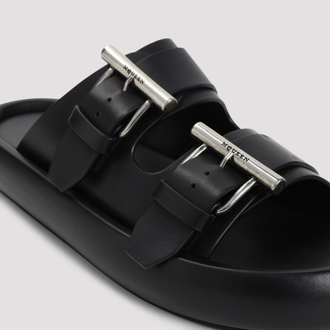Alexander Mcqueen Black Leather Sandal | THE LIST
